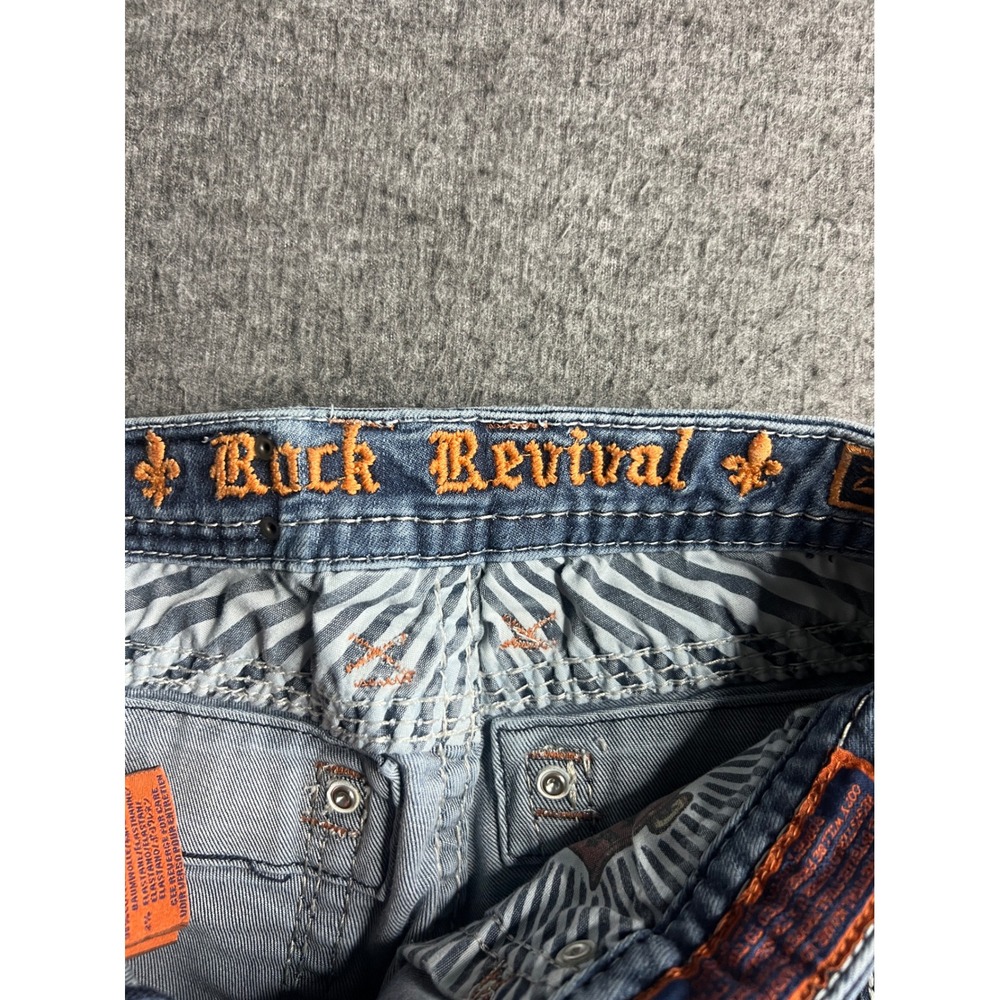 Rock Revival Sherry Mid-Rise Bootcut Jeans Light Wash Distressed Blue Denim 25 - Picture 4 of 16